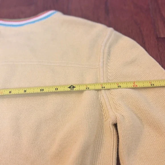 Tommy Hilfiger Women Yellow Striped Collar Sweater M Made in Japan Spring Cozy - Picture 9 of 10